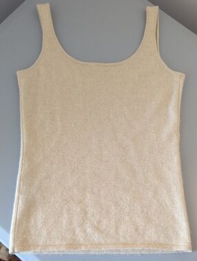 No Name 100% Cashmere Cream Knit Tank Top - Women's Sleeveless Scoop Neck
